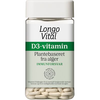 Longo Vital Vegansk D3 Vitamin - Understøtter Immunforsvar & Knogler - 180 Tabletter Longo Vital Vegansk D3 Vitamin - Understøtter Immunforsvar & Knogler - 180 Tabletter