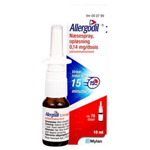 Allergodil 0,14 mg/dosis 70 dosis Næsespray, opløsning - Næsespray Allergi
