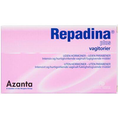 Azanta Repadina Plus Vaginal Suppositorier - Behandling af vaginaltørhed Azanta Repadina Plus Vaginal Suppositorier - Behandling af vaginaltørhed