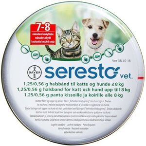 Bayer ah (dk) Seresto Vet. kat & hund u. 8kg 1,25 g+0,56 g 1 stk Halsbånd - Flåtmiddel - Loppemiddel