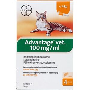 Bayer ah (dk) Advantage Vet. til kat 100 mg/ml 1,6 ml Kutanopløsning - Flåtmiddel - Loppemiddel