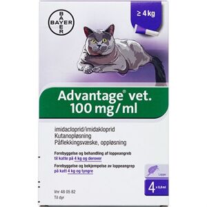 Bayer ah (dk) Advantage Vet. til kat 100 mg/ml 3,2 ml Kutanopløsning - Flåtmiddel - Loppemiddel