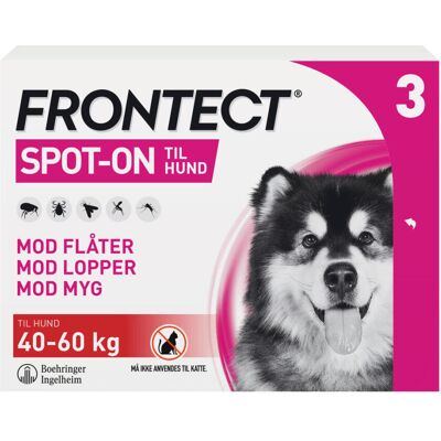 Frontect (til hunde 40-60 kg) 405,6+3028,8 mg 3 stk Spot-on, opløsning Frontect (til hunde 40-60 kg) 405,6+3028,8 mg 3 stk Spot-on, opløsning