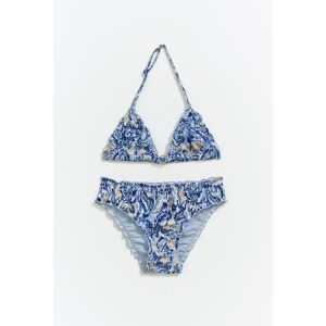 Gina Tricot - Y flounce bikini set - young-swimwear- Blue - 134/140 - Female  Female Blue