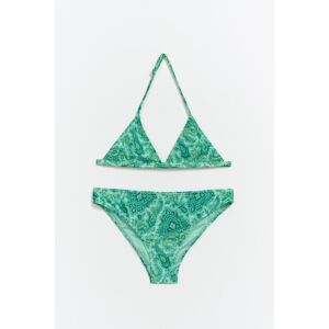 Gina Tricot - Y triangle bikini set - young-swimwear- Green - 158/164 - Female  Female Green