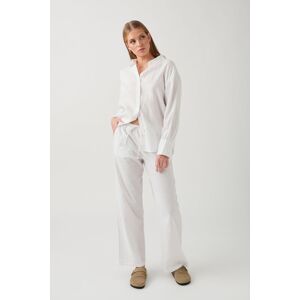 Gina Tricot - Linen blend trousers - hørbukser- White - XS - Female  Female White