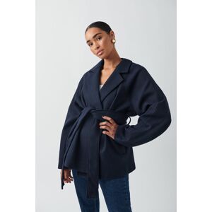 Gina Tricot - Belted short coat - korte frakker- Blue - XXL - Female  Female Blue
