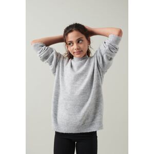 Gina Tricot - Y basic knitted sweater - striktrøjer- Grey - 170 - Female  Female Grey