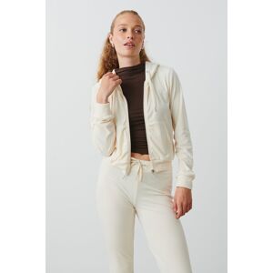 Gina Tricot - Velour hoodie - hoodies- White - XXS - Female  Female White