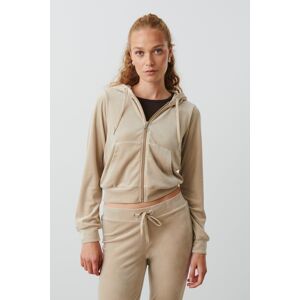 Gina Tricot - Velour hoodie - hoodies- Beige - XS - Female  Female Beige