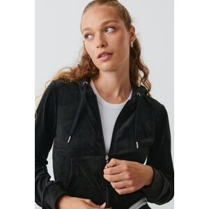 Gina Tricot - Velour hoodie - hoodies- Black - XXS - Female  Female Black