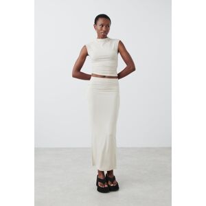 Gina Tricot - Soft touch ruched skirt - soft touch- White - M - Female  Female White