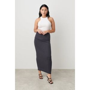Gina Tricot - Soft touch ruched skirt - lange nederdele- Grey - M - Female  Female Grey