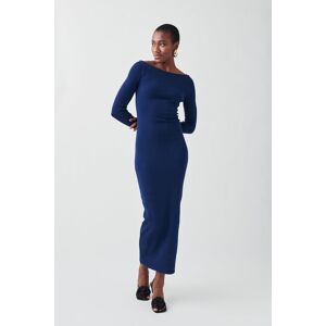 Gina Tricot - Bodycon maxi dress - Langærmede kjoler- Blue - L - Female  Female Blue