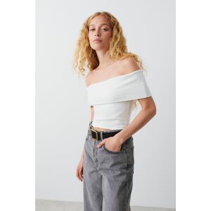 Gina Tricot - Folded off shoulder top - off shoulder-top- White - L - Female  Female White