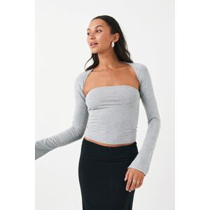 Gina Tricot - Soft touch square neck top - Langærmede toppe- Grey - M - Female  Female Grey