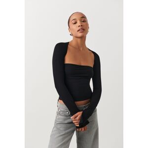 Gina Tricot - Soft touch square neck top - Toppe- Black - M - Female  Female Black