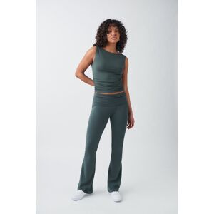 Gina Tricot - Soft touch folded trouser - yoga-pants- Green - XS - Female  Female Green