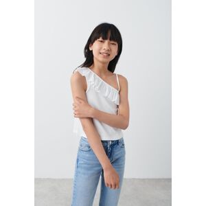 Gina Tricot - Y one shoulder flounce top - young-tops- White - 146/152 - Female  Female White