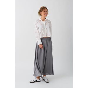 Gina Tricot - Wide maxi skirt - lange nederdele- Grey - XL - Female  Female Grey