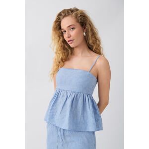 Gina Tricot - Linen blend singlet - Toppe uden ærmer- Blue - XS - Female  Female Blue