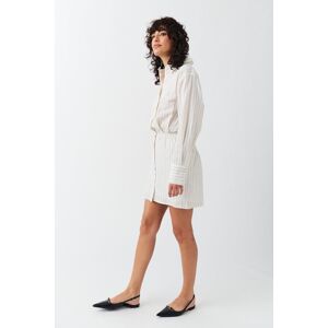 Gina Tricot - Linen blend shirt dress - skjortekjole- White - XS - Female  Female White