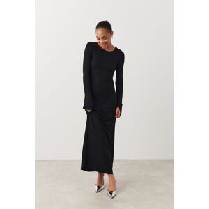 Gina Tricot - Soft touch jersey maxi dress - Langærmede kjoler- Black - M - Female  Female Black