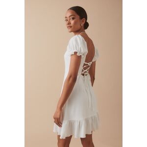 Gina Tricot - Lacing detail dress - korte kjoler- White - XL - Female  Female White