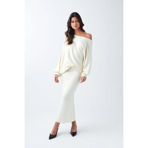 Gina Tricot - Knitted midi skirt - lange nederdele- White - M - Female  Female White