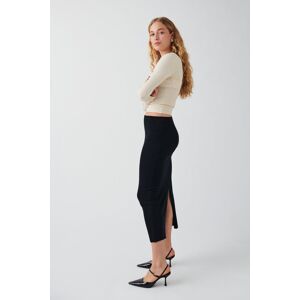 Gina Tricot - Low waist knit skirt - Nederdele- Black - XL - Female  Female Black