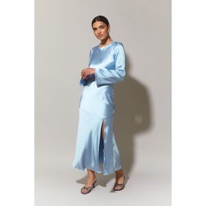 Gina Tricot - Satin maxi dress - satinkjoler- Blue - 34 - Female  Female Blue