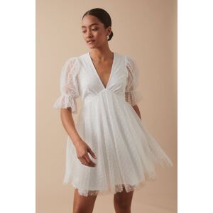 Gina Tricot - Tulle dot mini dress - korte kjoler- White - S - Female  Female White