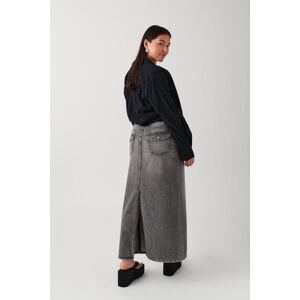 Gina Tricot - Y2k long denim skirt - Denimnederdele- Grey - 32 - Female  Female Grey