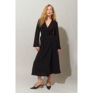 Gina Tricot - Midi wrap dress - midi kjoler- Black - 36 - Female  Female Black