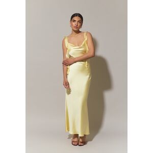 Gina Tricot - Satin frill cowl neck dress - Festkjoler- Yellow - 42 - Female  Female Yellow