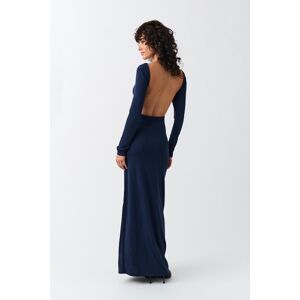 Gina Tricot - Soft touch open back dress - Langærmede kjoler- Blue - M - Female  Female Blue