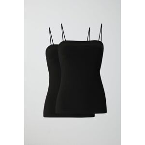 Gina Tricot - 2-pack scarlet long singlet - Toppe uden ærmer- Black - M - Female  Female Black