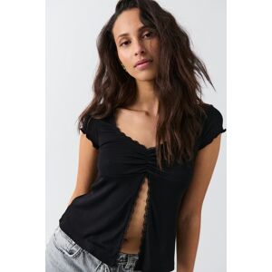 Gina Tricot - Lace detail top - Festtoppe- Black - XS - Female  Female Black