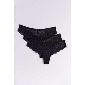 Gina Tricot - 3-pack lace string - trusser-3-pak- Black - XS - Female  Female Black