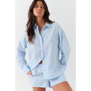 Gina Tricot - Poplin pyjamas shorts - pyjamasser- Blue - L - Female  Female Blue