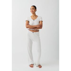 Gina Tricot - Pointelle pyjamas trousers - pyjamasser- White - XS - Female  Female White