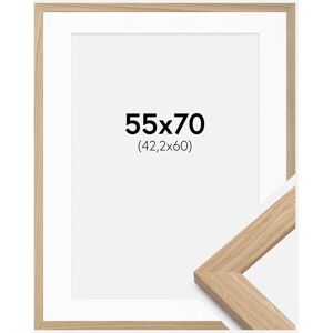 Ram med passepartou Ramme Oak Wood 55x70 Cm - Passepartout Hvid 43,2x61 Cm (A2+)