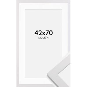 Ram med passepartou Ramme White Wood 42x70 Cm - Passepartout Hvid 33x60 Cm