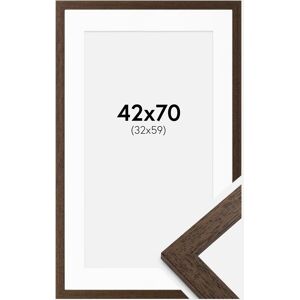 Ram med passepartou Ramme Brown Wood 42x70 Cm - Passepartout Hvid 33x60 Cm