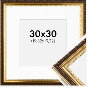 Ram med passepartou Ramme Abisko Guld 30x30 Cm - Passepartout Hvid 8x8 Inches (20,32x20,32 Cm)