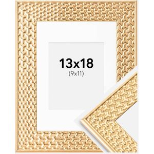 Ram med passepartou Ramme Grace Guld 13x18 Cm - Passepartout Hvid 10x12 Cm