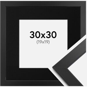 Ram med passepartou Ramme Black Wood 30x30 Cm - Passepartout Sort 20x20 Cm