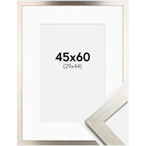 Ram med passepartou Ramme Silver Wood 45x60 Cm - Passepartout Hvid 30x45 Cm