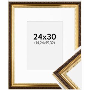 Ram med passepartou Ramme Abisko Guld 24x30 Cm - Passepartout Hvid 6x8 Inches (15,24x20,32 Cm)