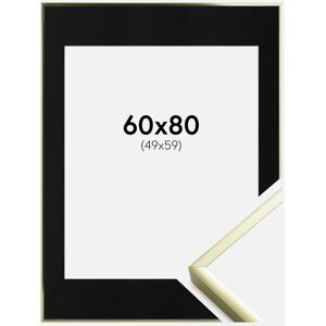 Ram med passepartou Ramme Poster Frame Aluminum Gold 60x80 Cm - Passepartout Sort 50x60 Cm